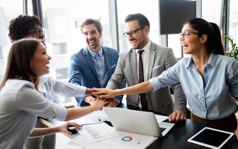 Team of representatives working together Team of representatives working together