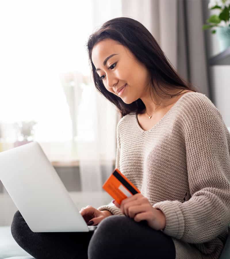 Woman making a payment online Woman making a payment online