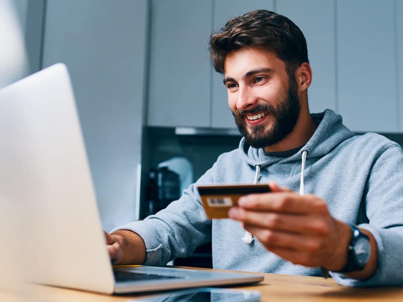 Man making a payment online Man making a payment online