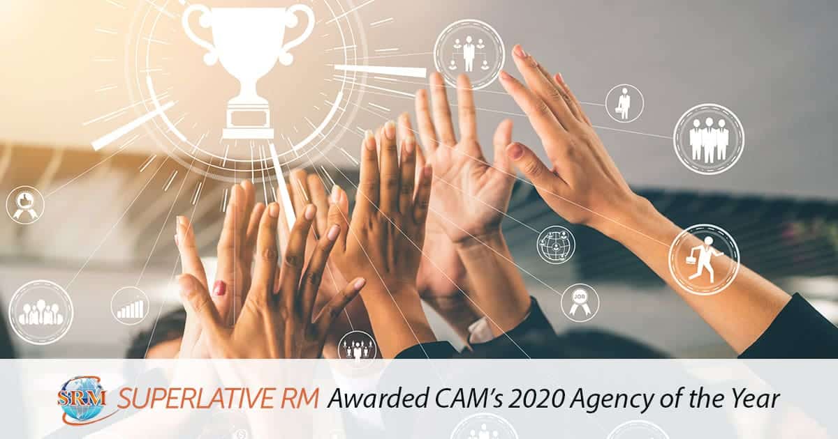SRM-2021.02-1200×630-AS-289775507 Achievement and Business Goal Success Concept - Creative business people with icon graphic interface showing employee reward giving for business success